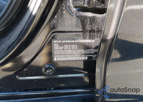 2014 BMW 650I Gran Coupe из США, поврежденный, VIN WBA6B2C55ED129937